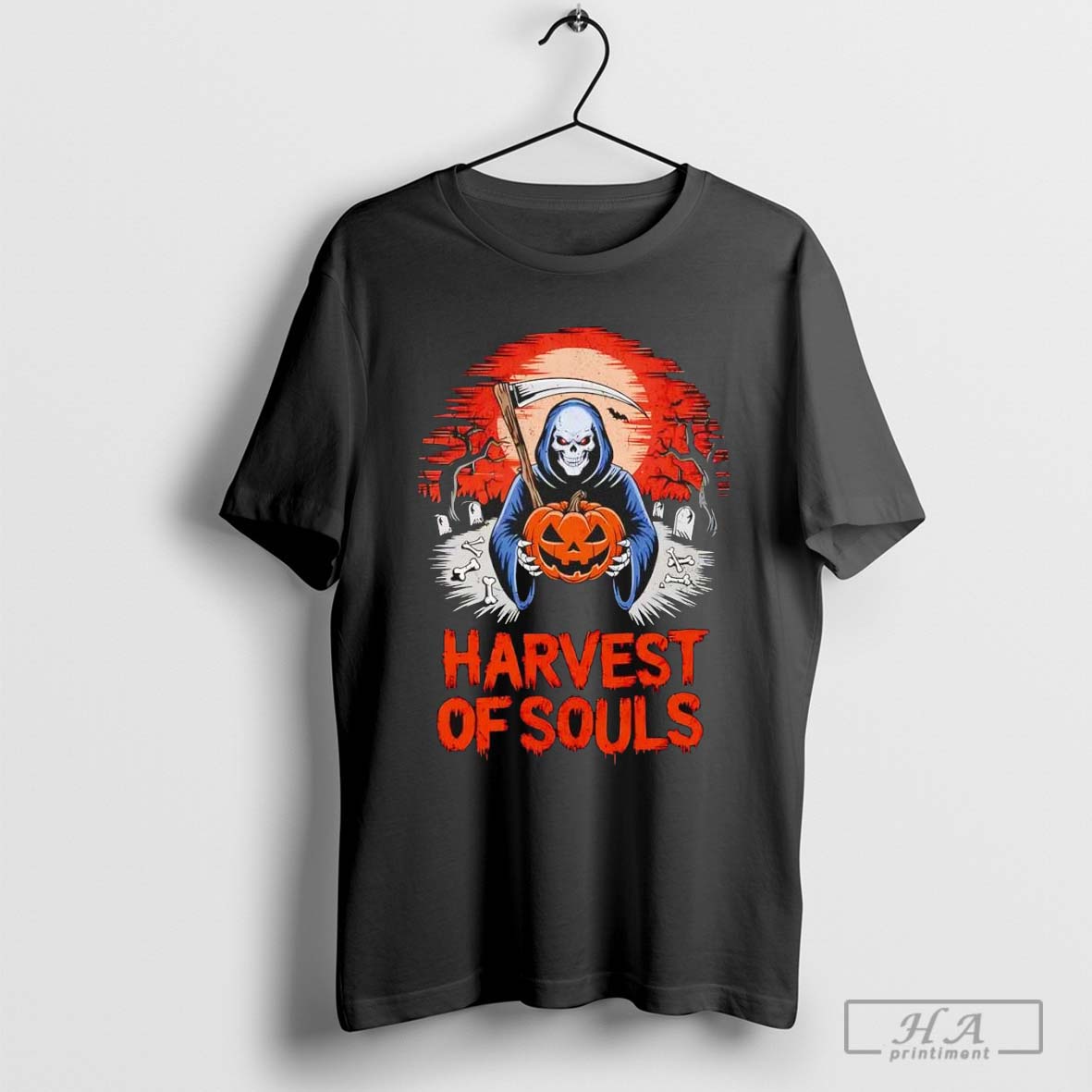 Harvest Of Souls Grim Reaper With Pumpkin Halloween