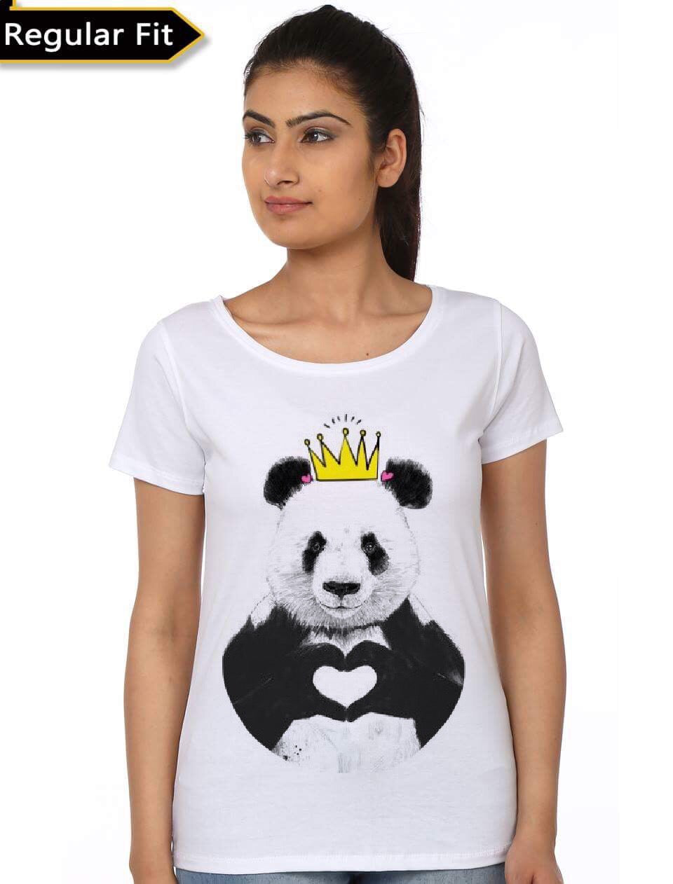 Cute Panda White Girls T-Shirt