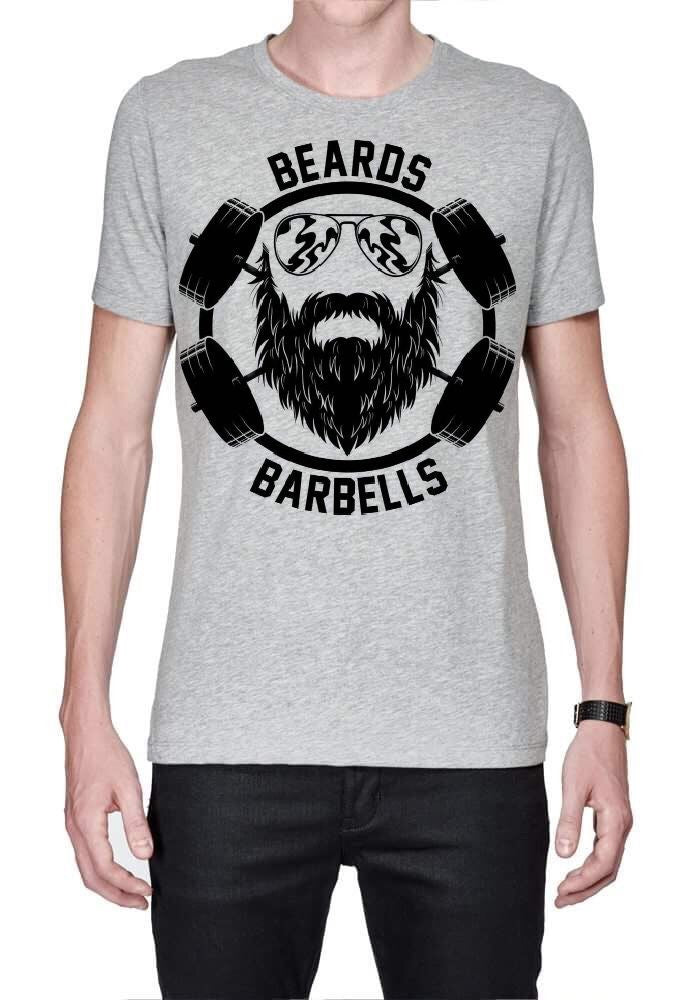 Beards Barbells Grey T-Shirt