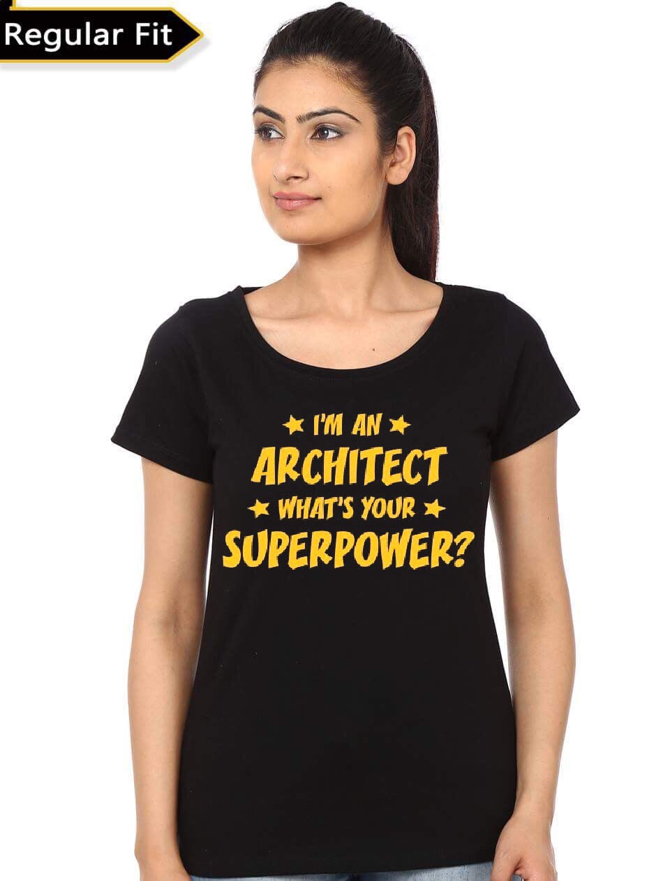 I Am An Architect Whats Your Superpower Girl’s Black T-Shirt