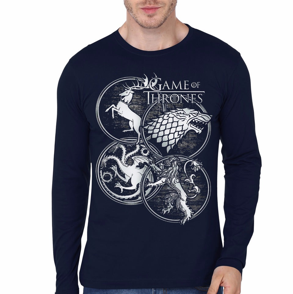 Game Of Thrones 4 Houses Black Full Sleeve T-Shirt