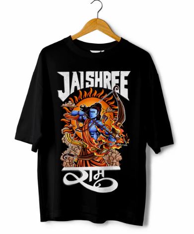 JAI SHREE RAM Black Oversized T-Shirt