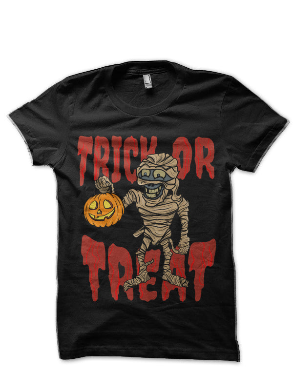 Funny Mummy Trick Or Treat Halloween Black Half Sleeve T-Shirt