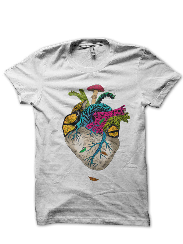 Natural Heart White Half Sleeve T-Shirt