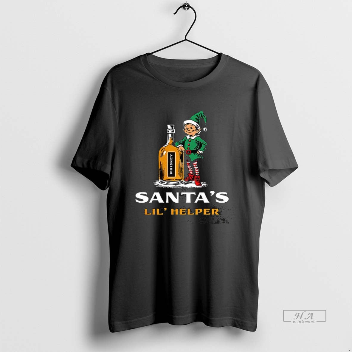 Official Santas Lil Helper Christmas Elf And A Bottle Of Whisky