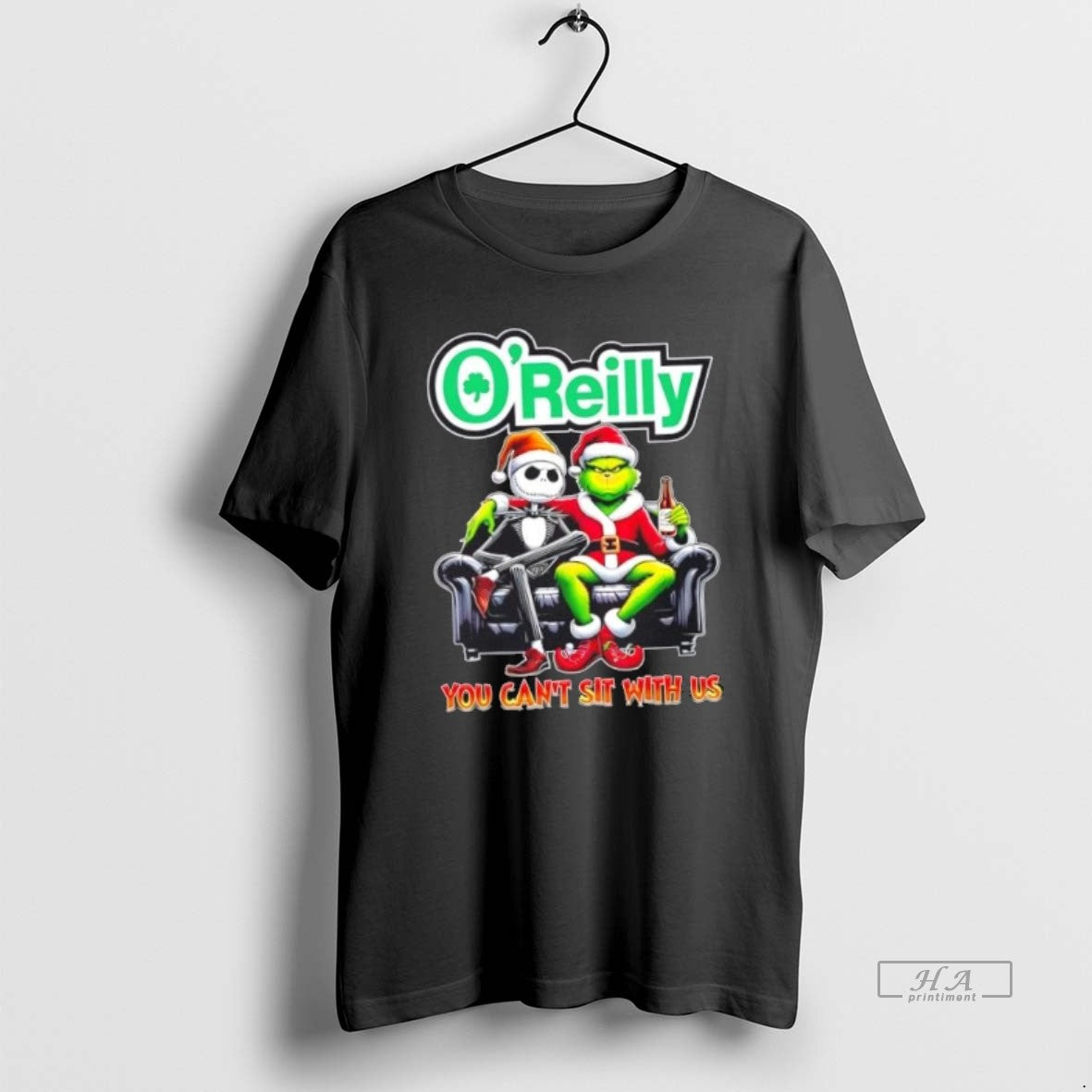 Official Trendy Oreilly X Grinch And Jack Skellington Happy Hallothankmas You Cant Sit With Us