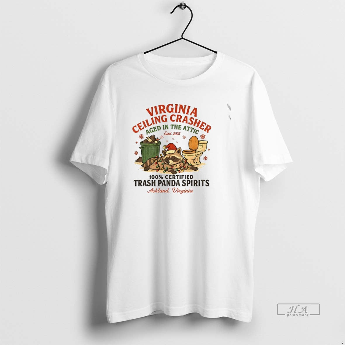 Official Virginia Ceiling Crasher 100 Certified Trash Panda Spirits Christmas