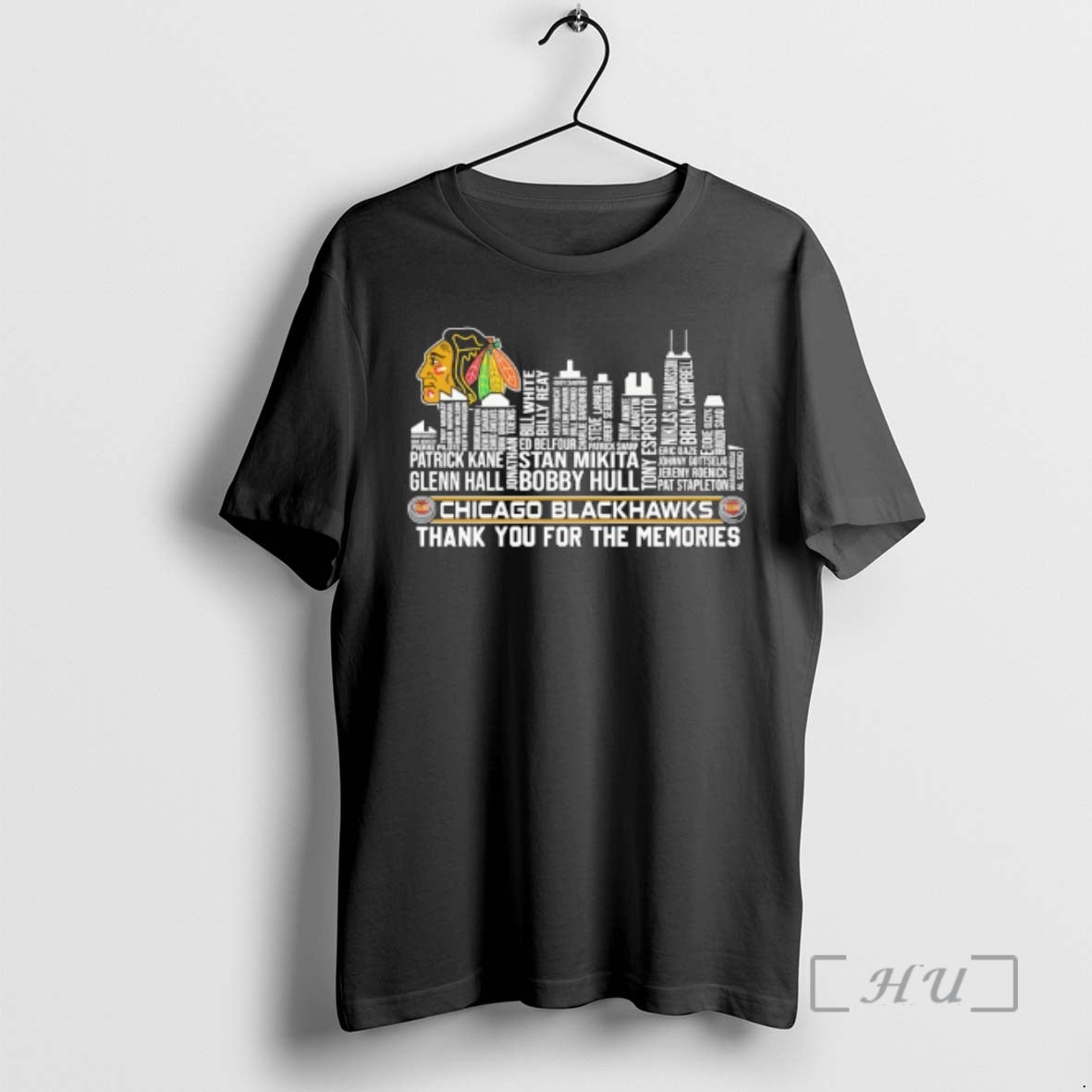 Officials Chicago Blackhawks Name Players City Skyline Shape Thank You For The Memories Premium