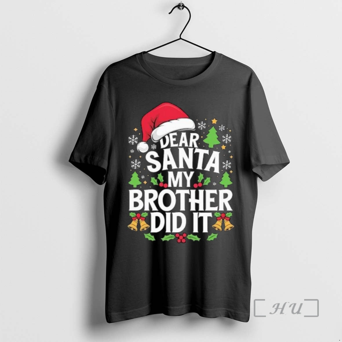 Officials Dear Santa My Brother Did It Funny Christmas Circle Black Premium T Shirts Sweater