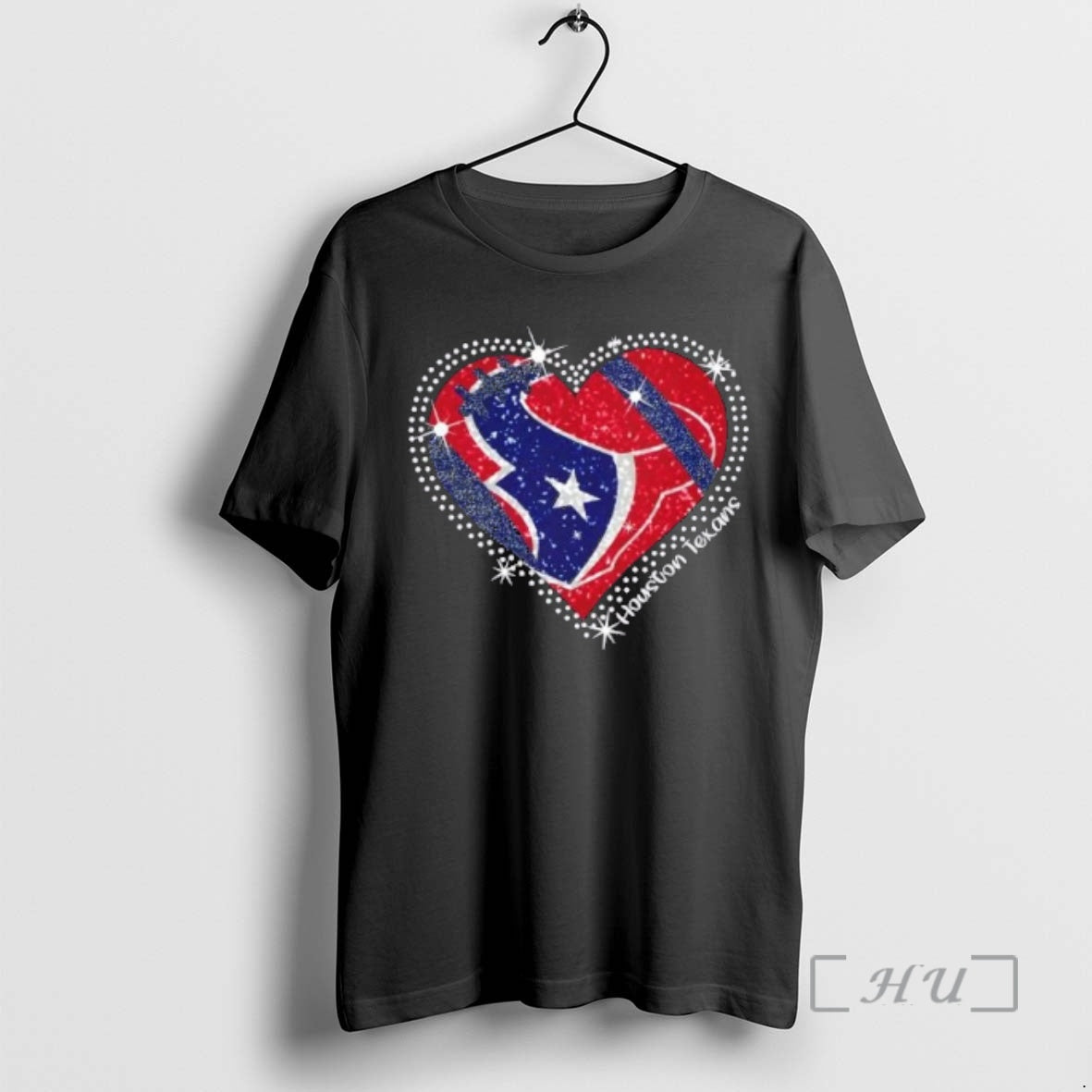 Officials Glitter Heart Houston Texans Football Logo