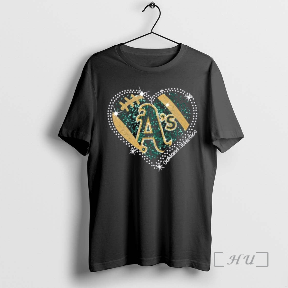 Officials Glitter Heart Oakland Athletics Baseball Logo