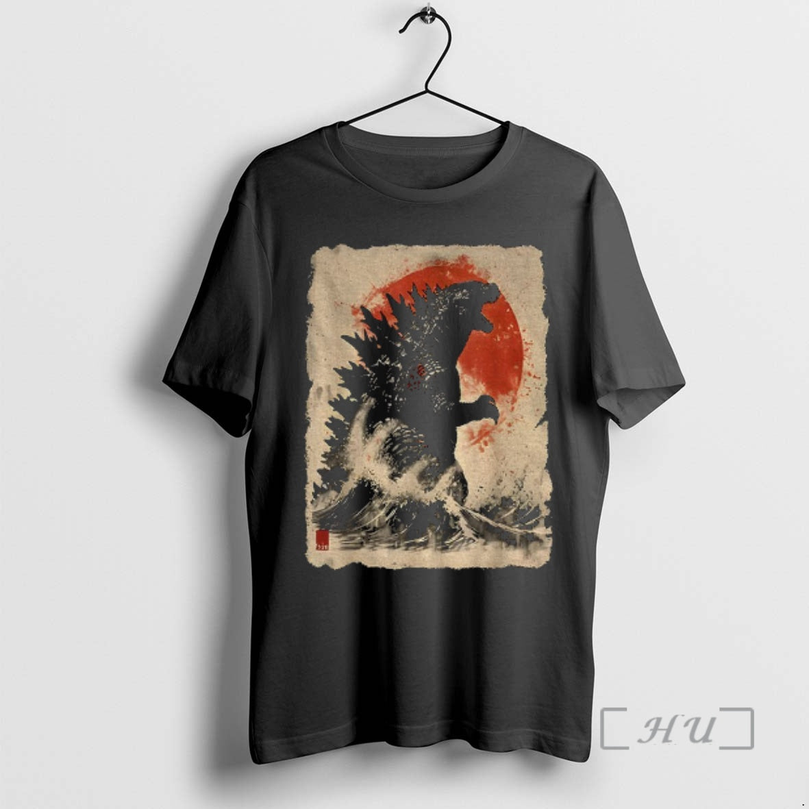 Officials Godzilla And The Wave Japanese King Of The Monsters Vintage Premium T Shirts Sweater