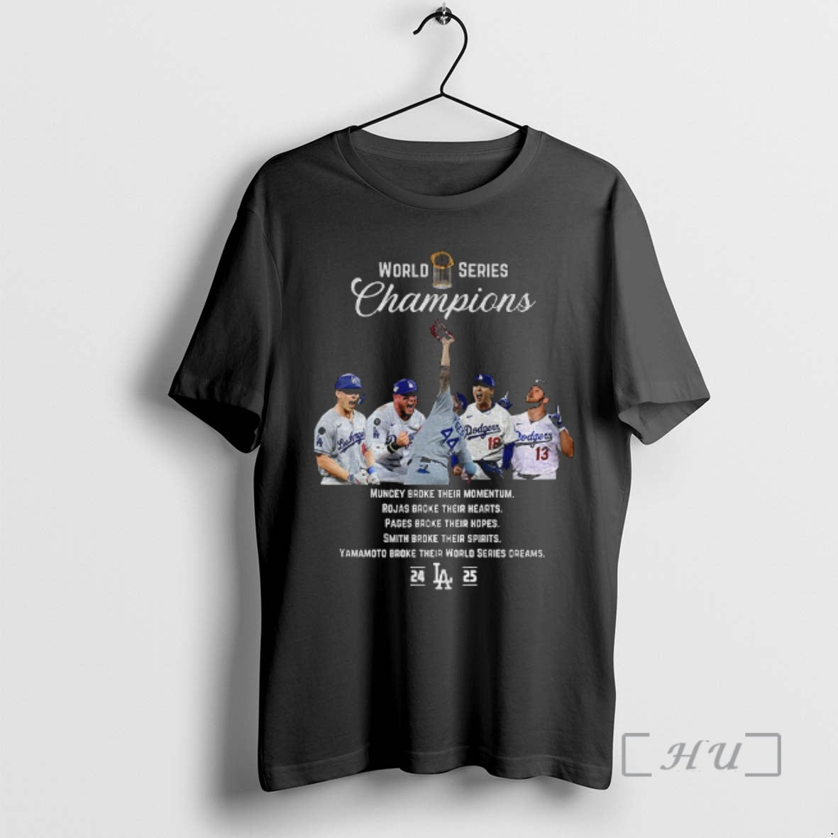 Officials Muncy Rojas Pages Smith Yamamoto 2025 World Series Champions Dodgers Premium T Shirts Sweater