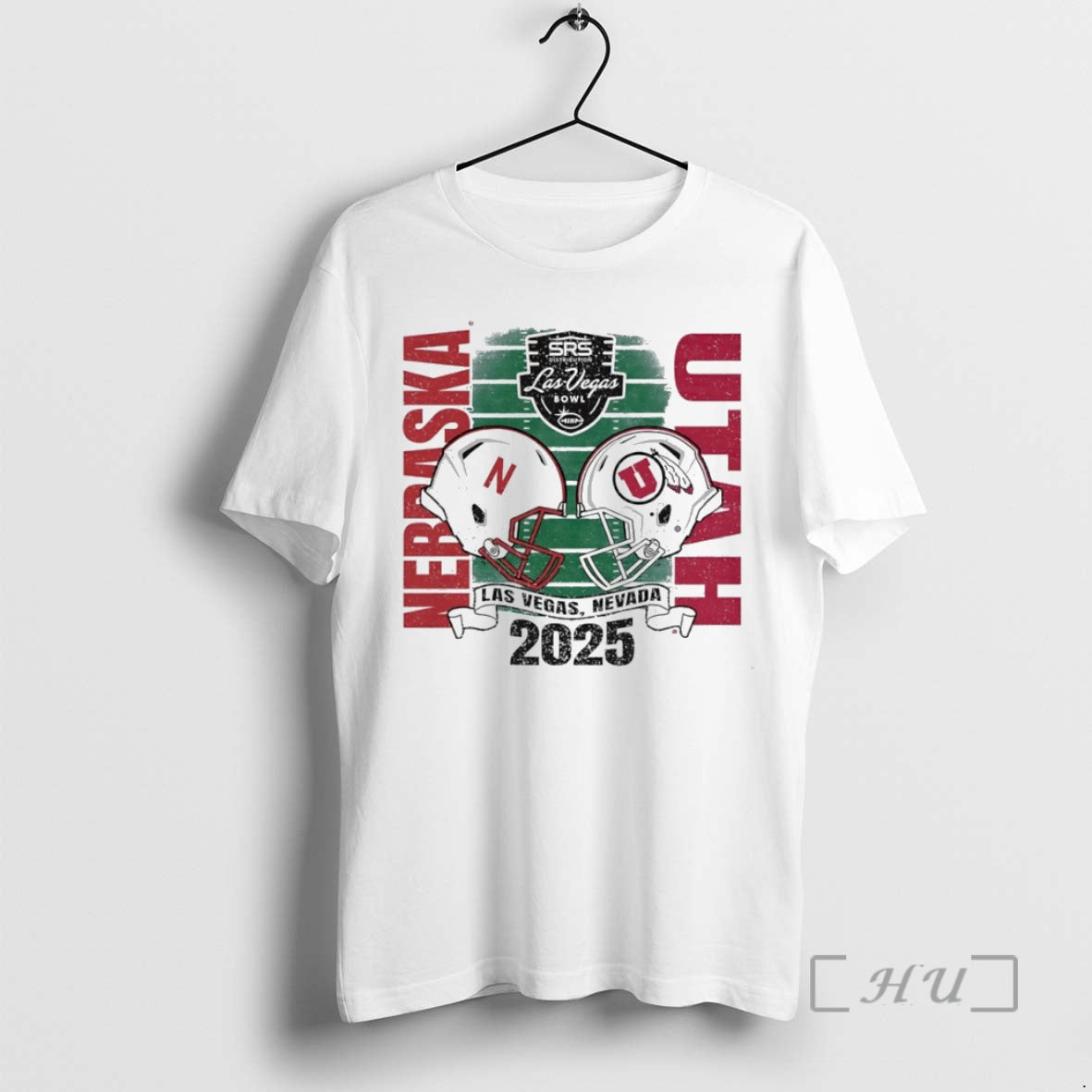 Officials Nebraska Cornhuskers Vs Utah Utes 2025 Las Vegas Bowl Helmet Circle Premium T Shirts