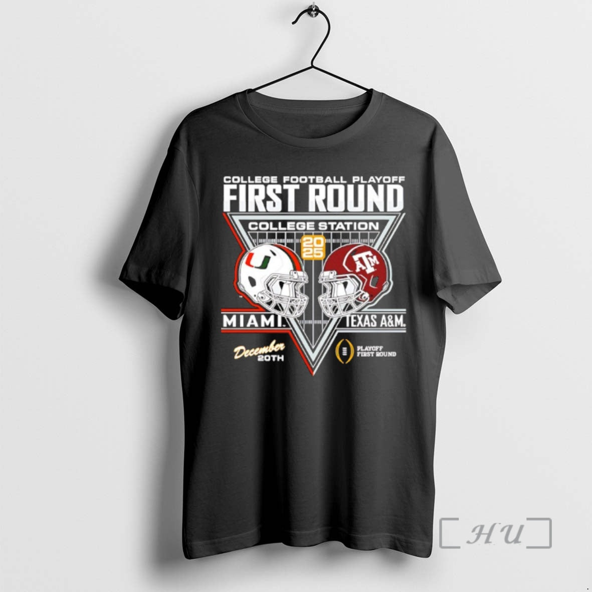 Officials Texas Am Aggie Vs Miami 2025 26 Cfp First Round Helmets Premium T Shirts