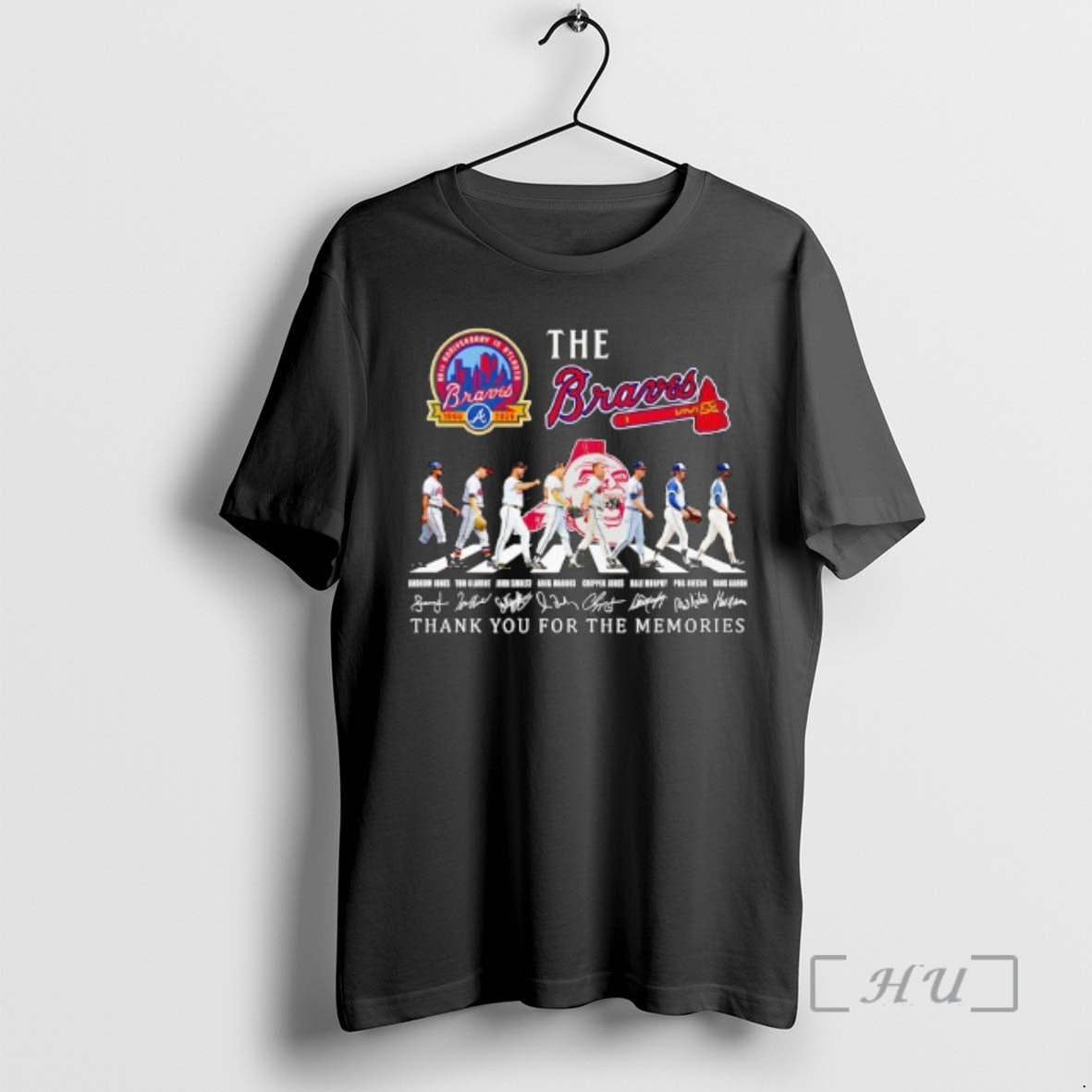 Officials The Atlanta Braves 60th Anniversary Players Road Signature Thank You Premium T Shirts Sweater