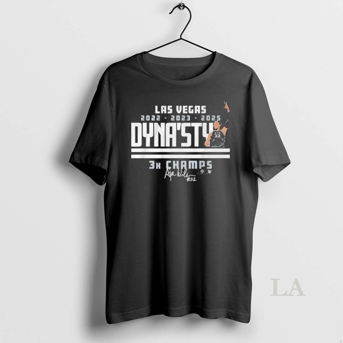 Original Las Vegas Aja Wilson Dynasty 3x Champs 2022 2023 2025 T Men