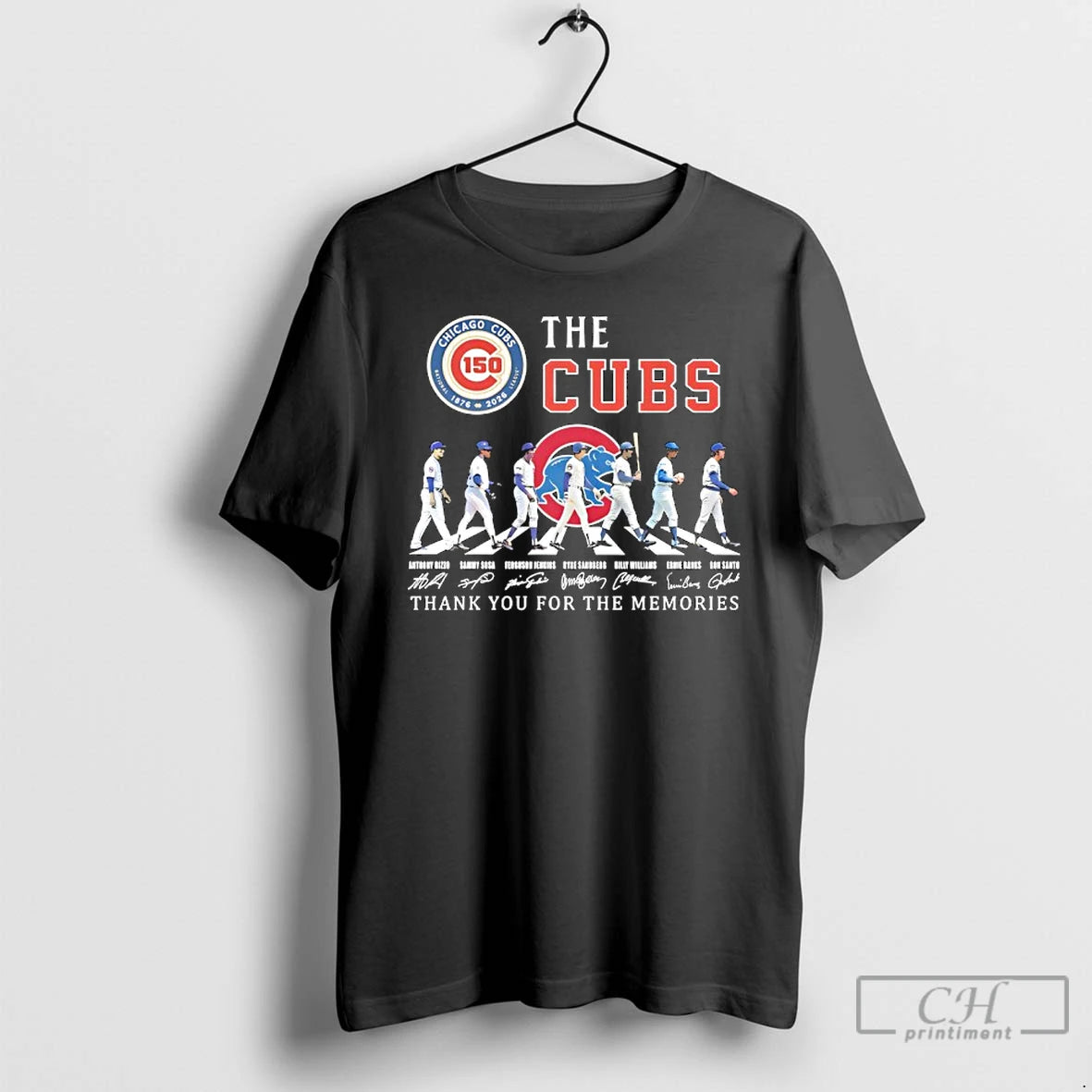 Premium Chicago Cubs 150th Anniversary Players Road Thank You For The Memories Signature T Shirts
