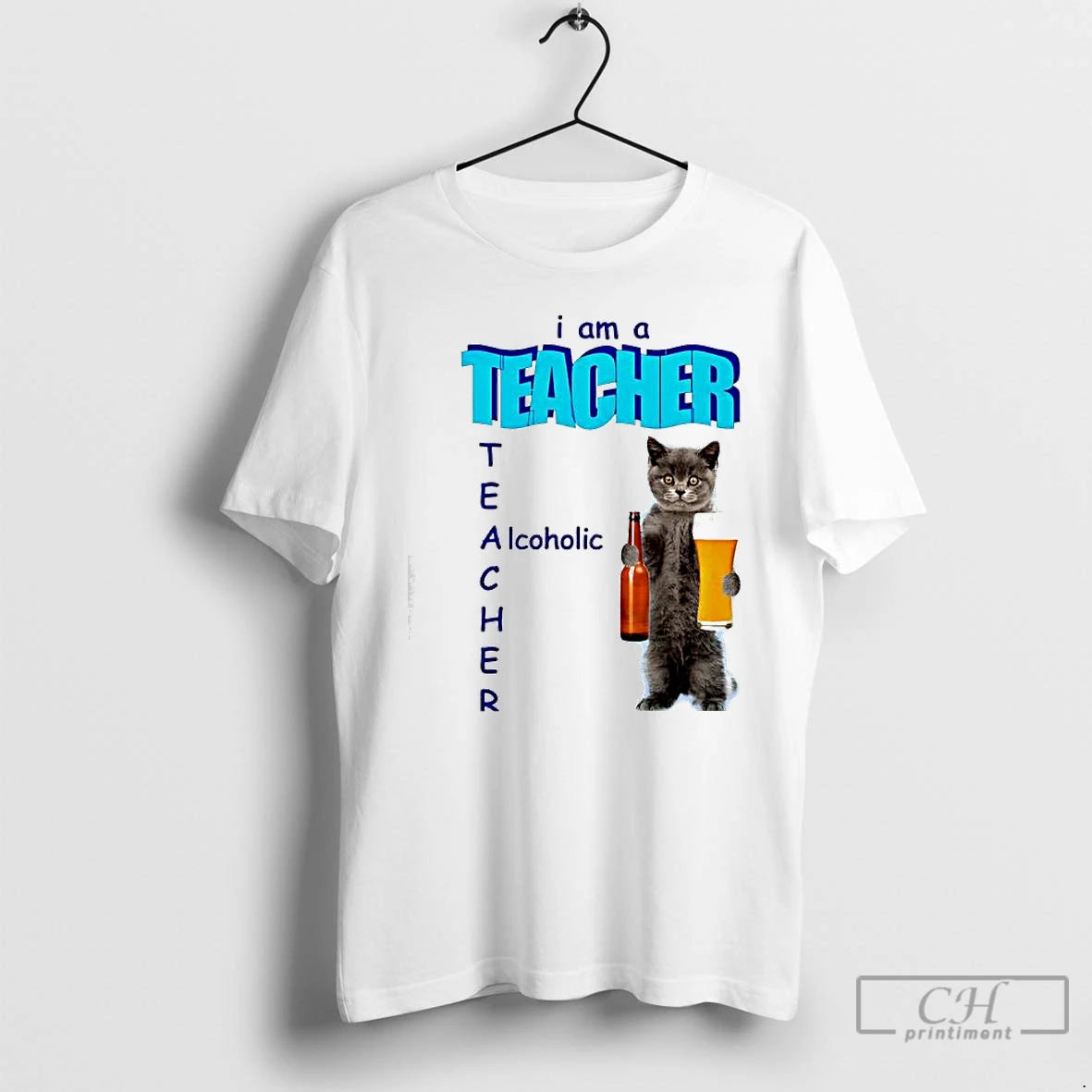 Premium I Am A Teacher Alcoholic Cat And Beer Graphic
