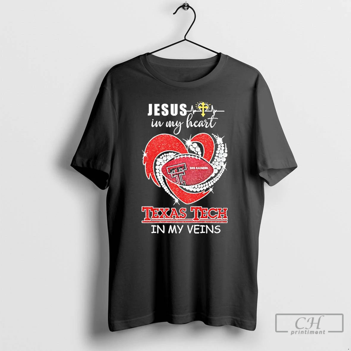 Premium Jesus In My Heart Texas Tech Red Raiders In My Veins Logo Team