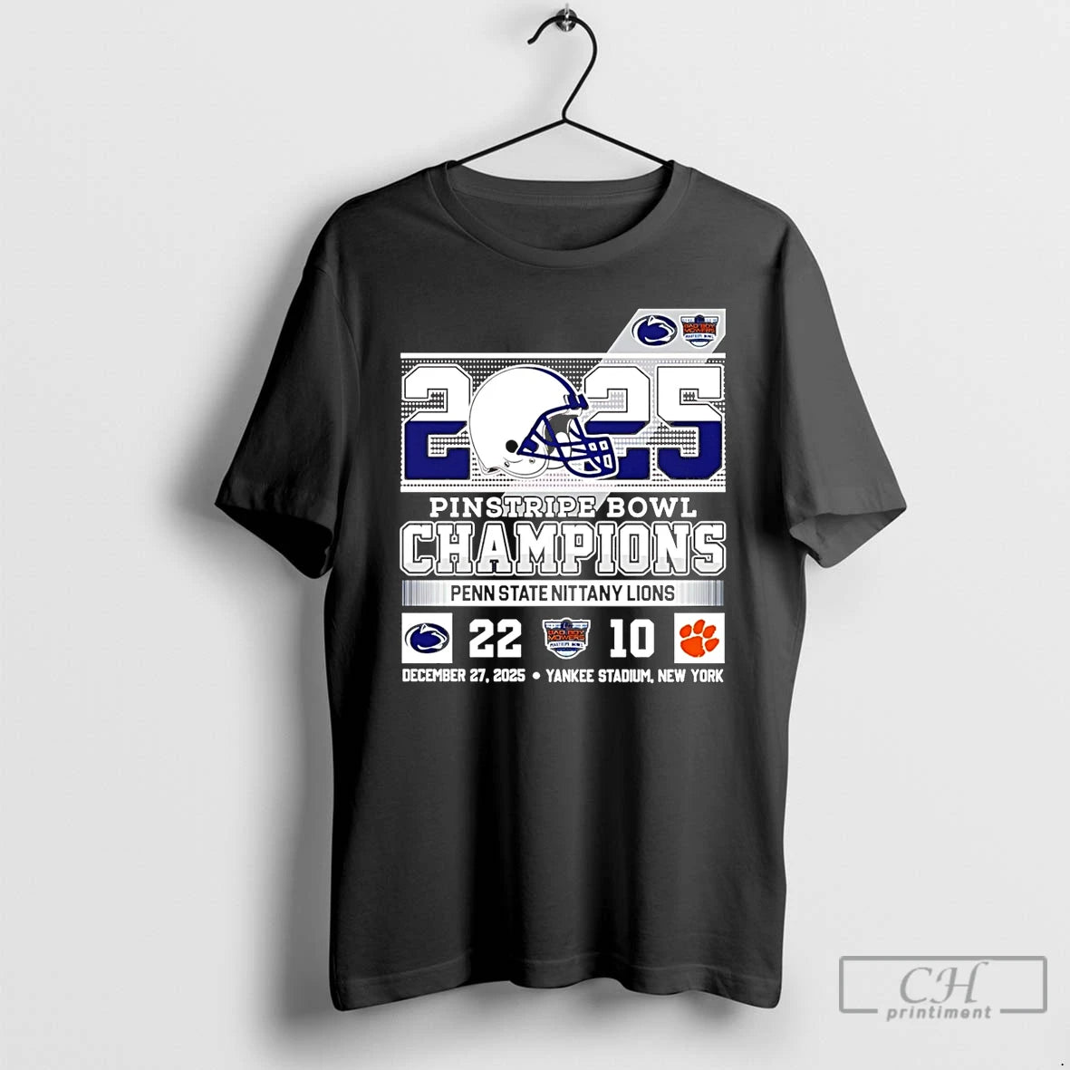Premium Penn State Nittany Lions Football 2025 Pinstripe Bowl Champions 22 10 Score T Shirts