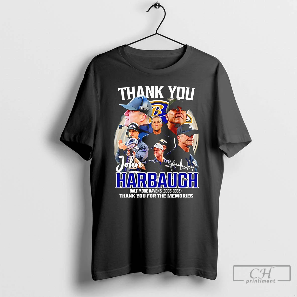Premium Thank You John Harbaugh Baltimore Ravens Thank You For The Memories Signature T Shirts
