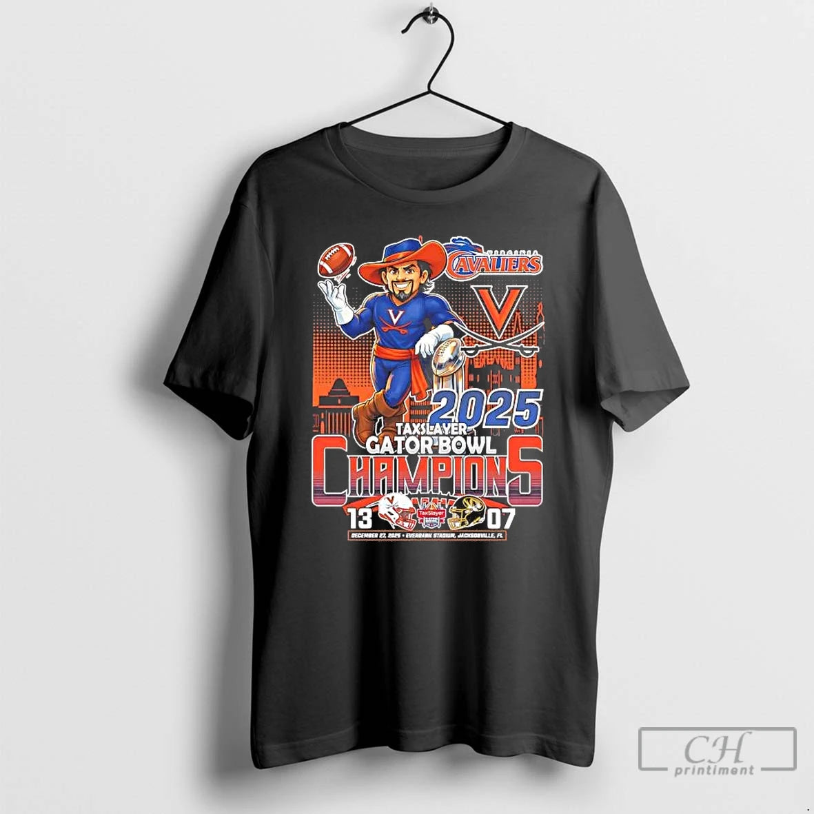 Premium Virginia Cavaliers 2025 Taxslayer Gator Bowl Champions Mascot Score