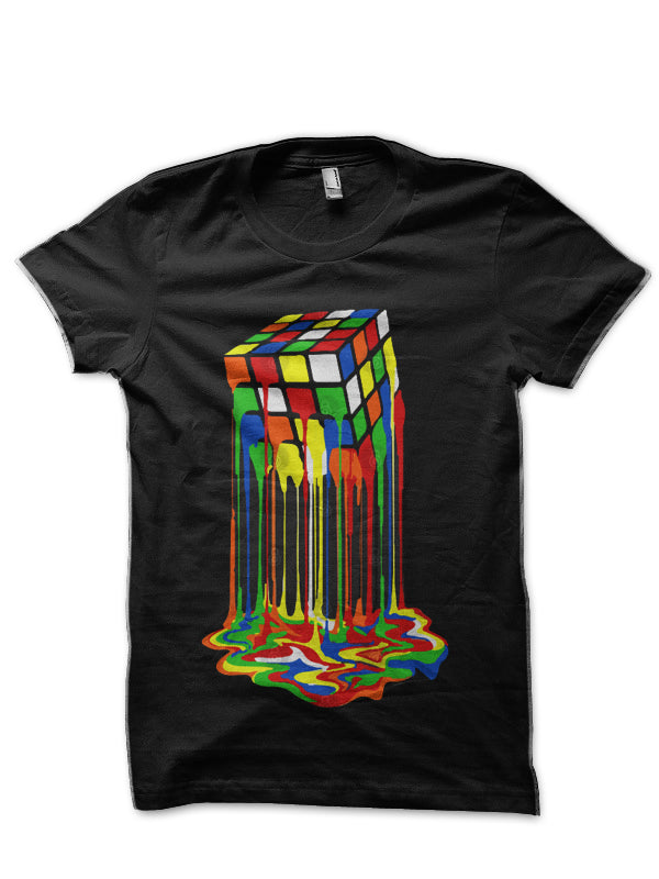 Rubiks Cube Melting Black T-Shirt