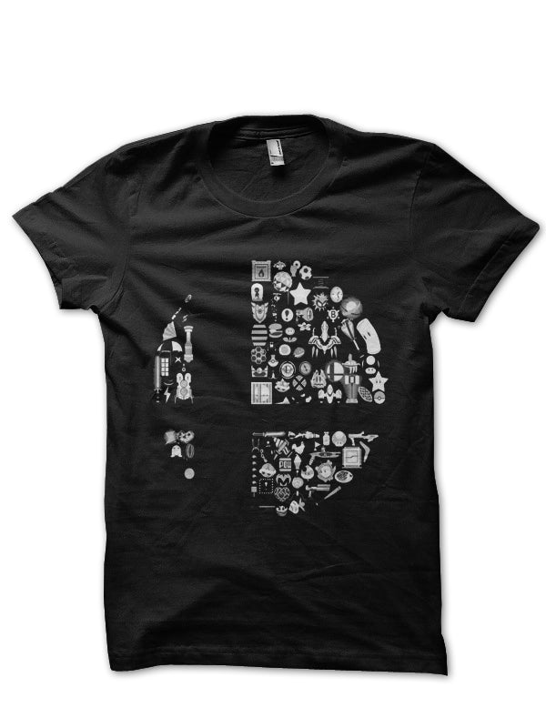 Super Smash Items Black Half Sleeve T-Shirt
