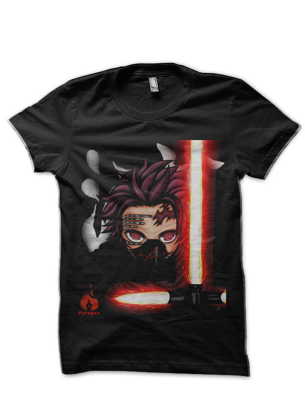 Tanjiro x Kylo Ren with Background Black T-Shirt