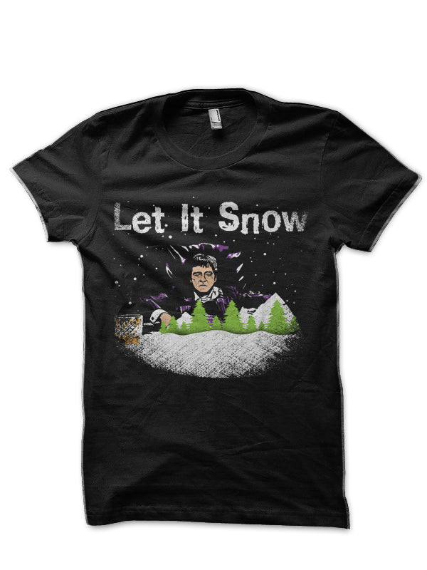 Tony Montana Let It Snow Black T-Shirt