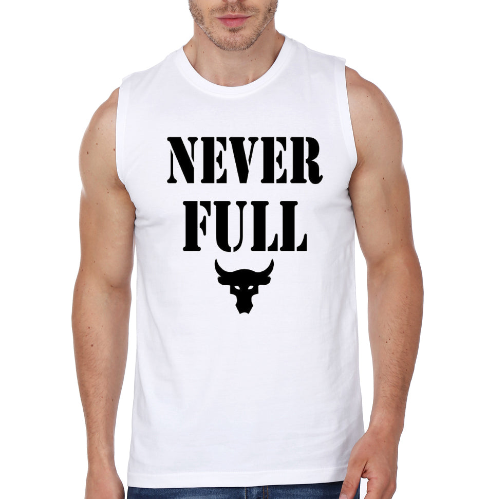 Never Full White Sleeveless T-Shirt