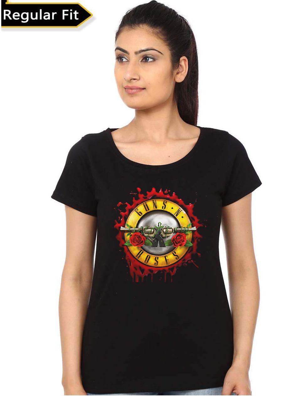 Guns And Roses Girl’s Black T-Shirt