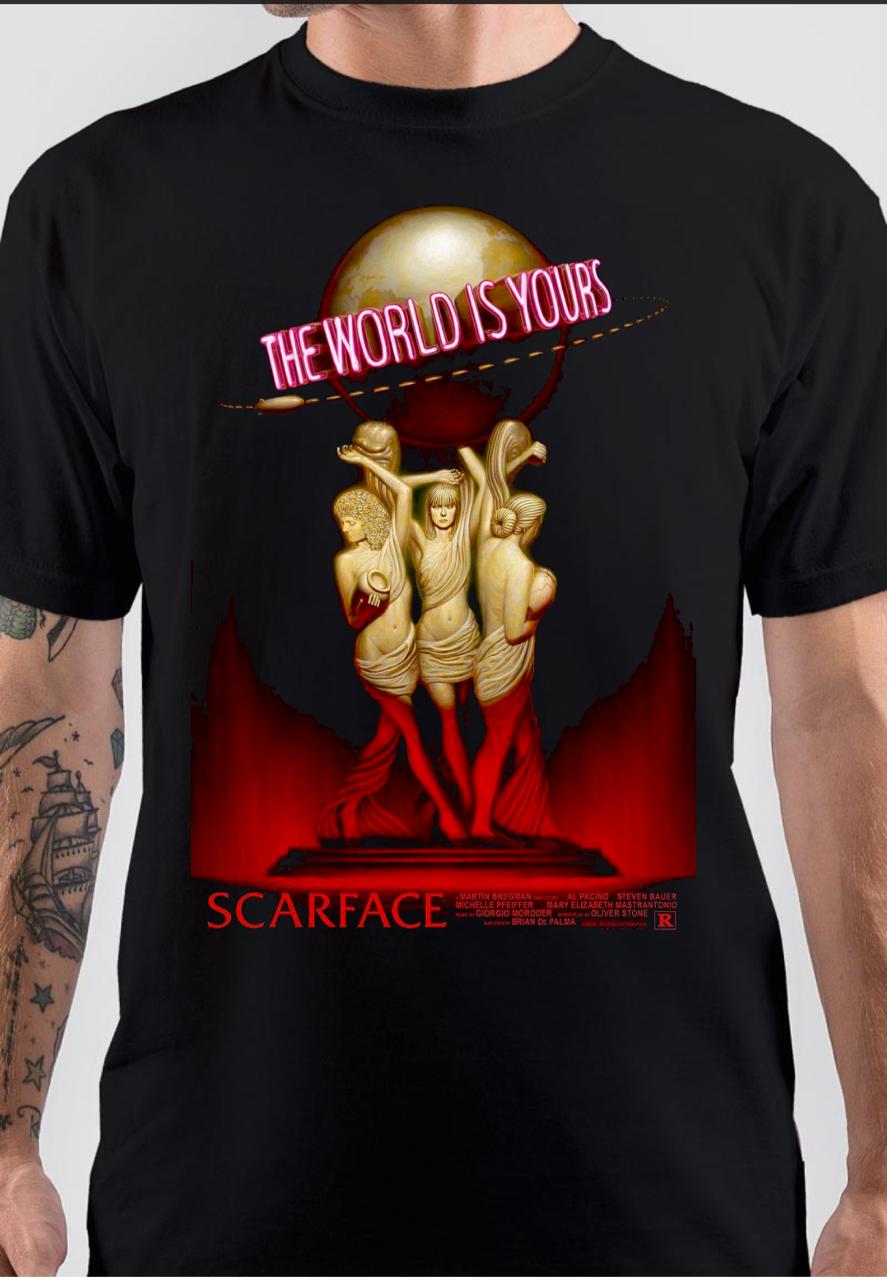 Art pictures Scarface poster- The World is Yours Black T-Shirt
