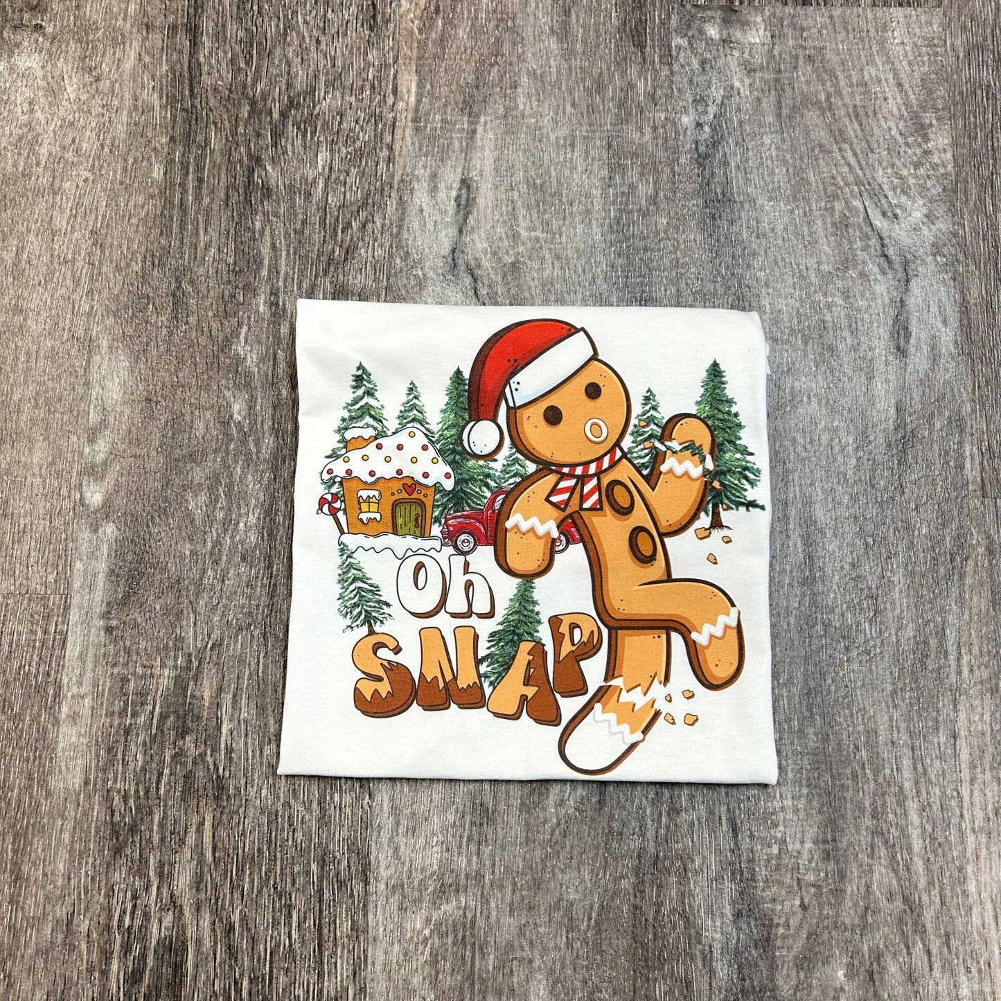 Oh Snap Gingerbread Man On White Tee
