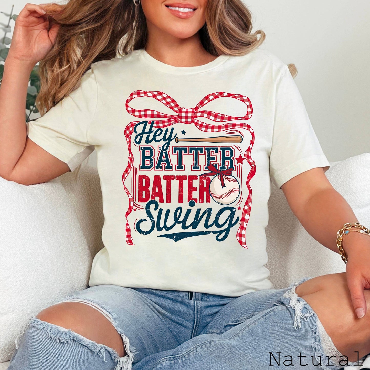 Hey Batter Batter Baseball Graphic Tee | Bella Canvas