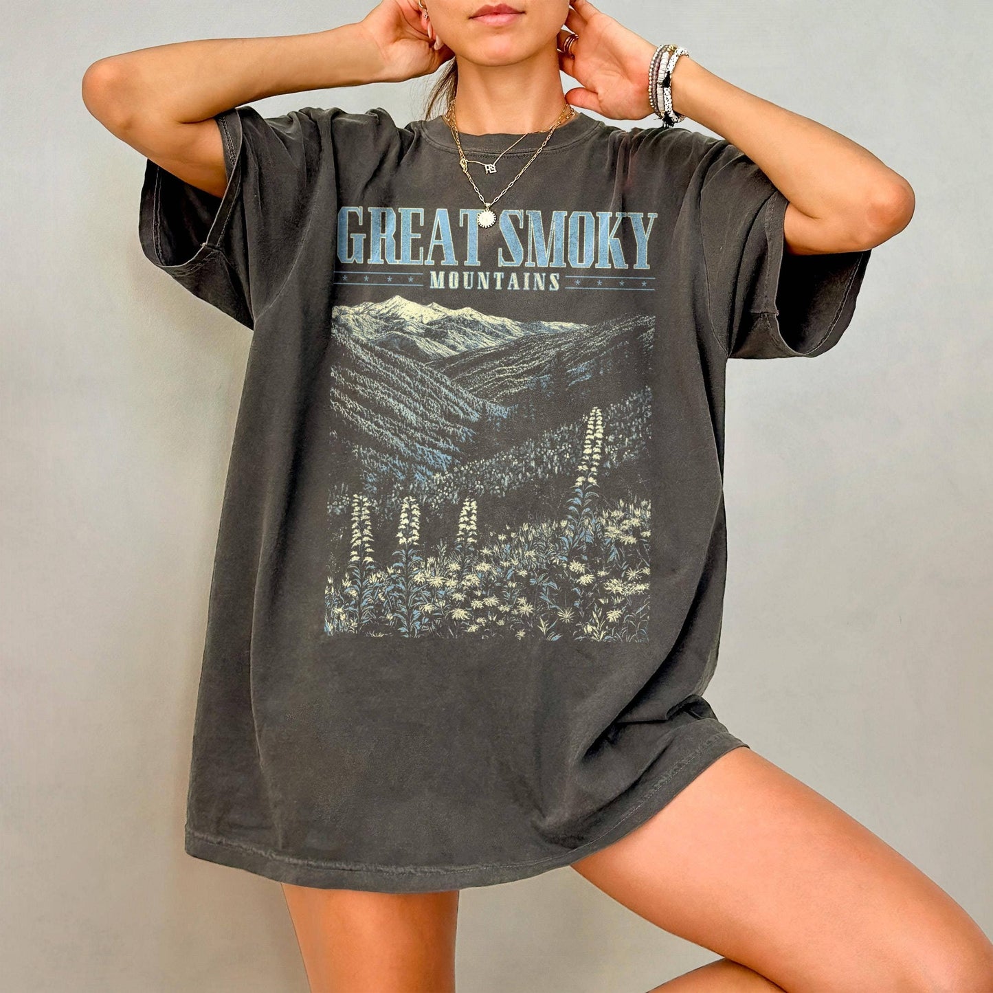 Smoky Mountains Wildflower Retro National Park Nature Tee