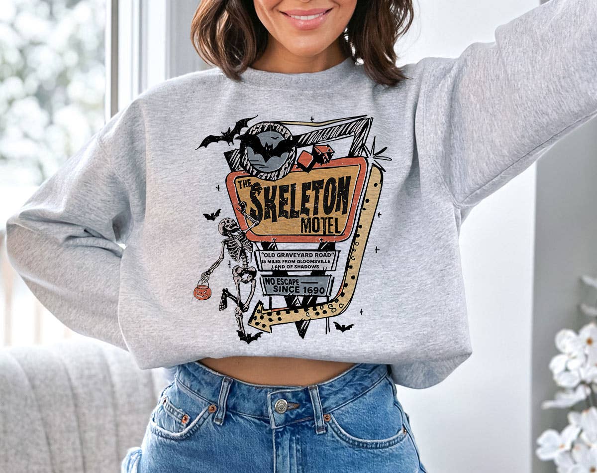 The Skeleton Motel - Halloween Bat Retro Sweatshirt