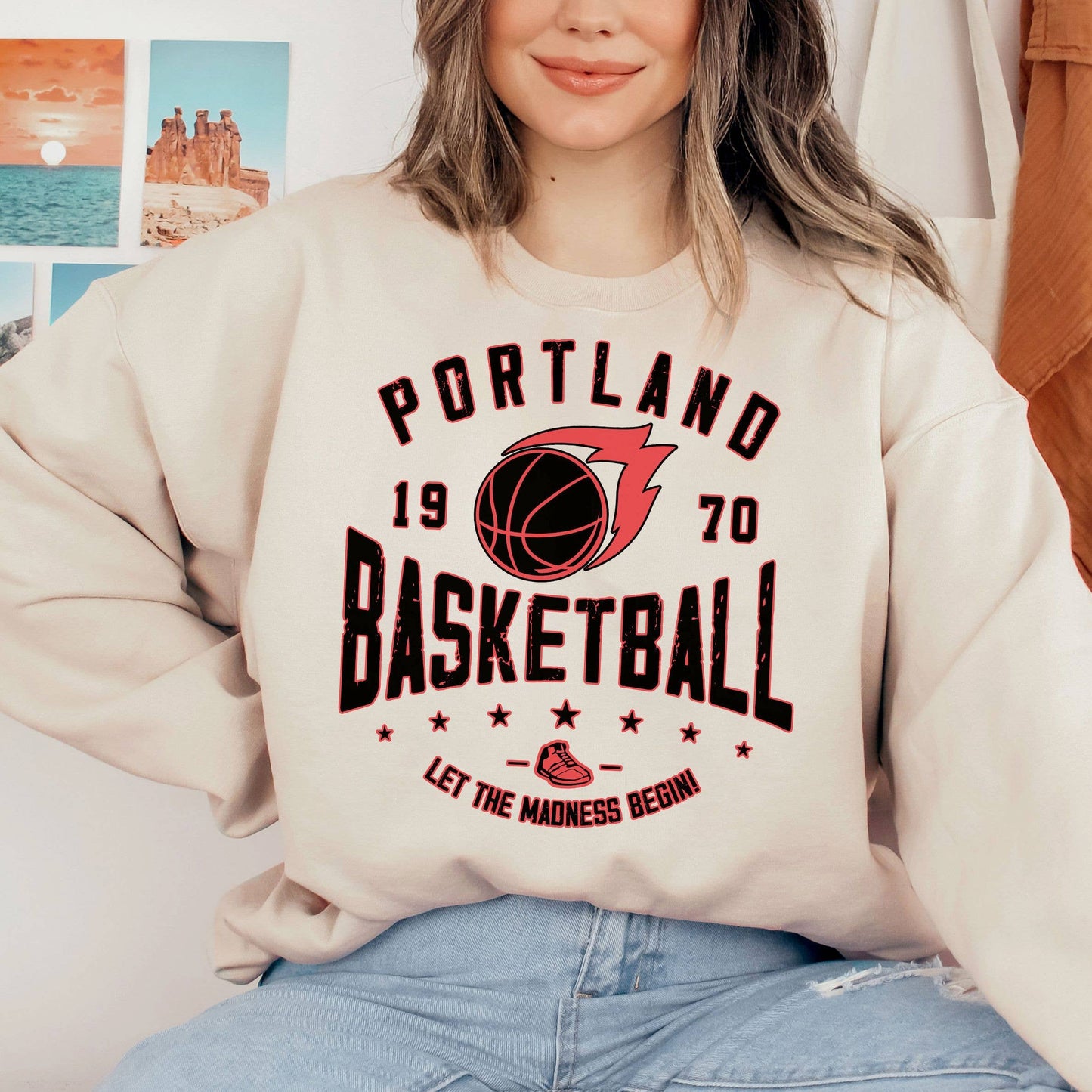 Vintage Portland Basketball Fan Sweatshirt Est 1970