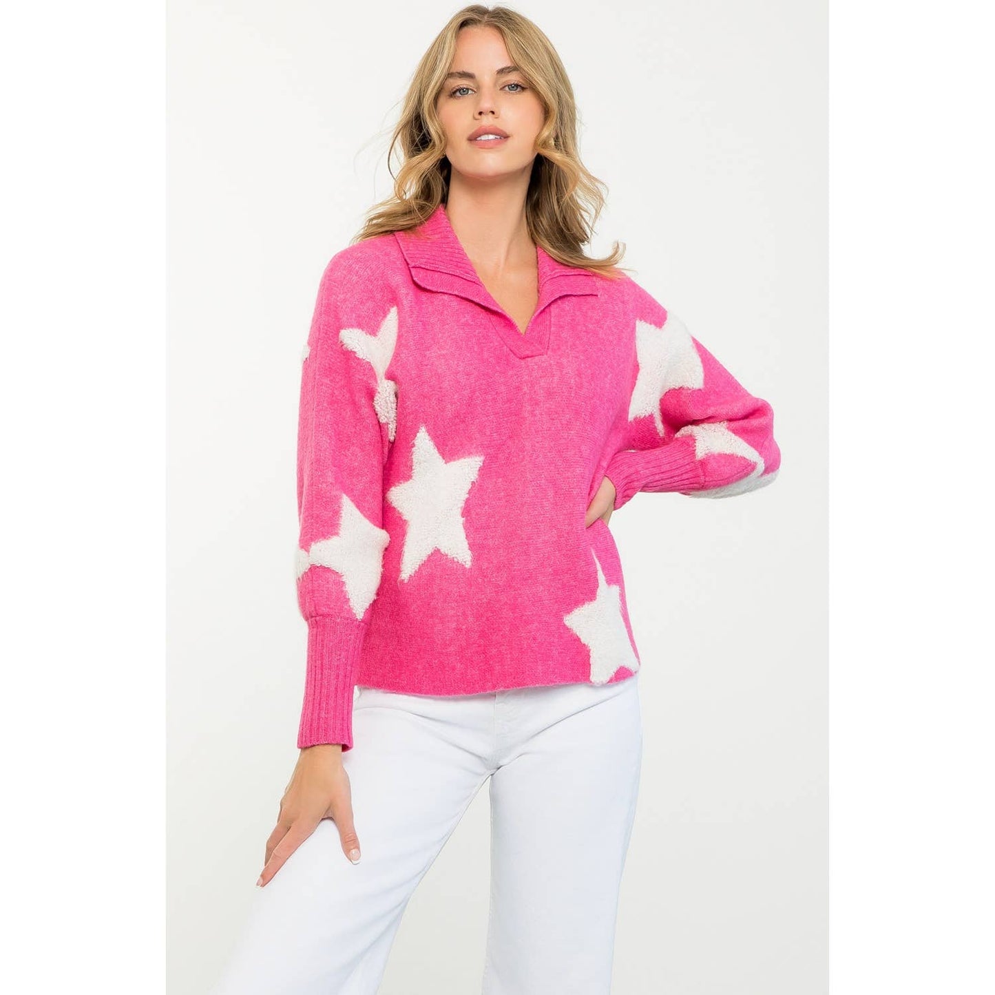 Star Pattern Collared Sweater