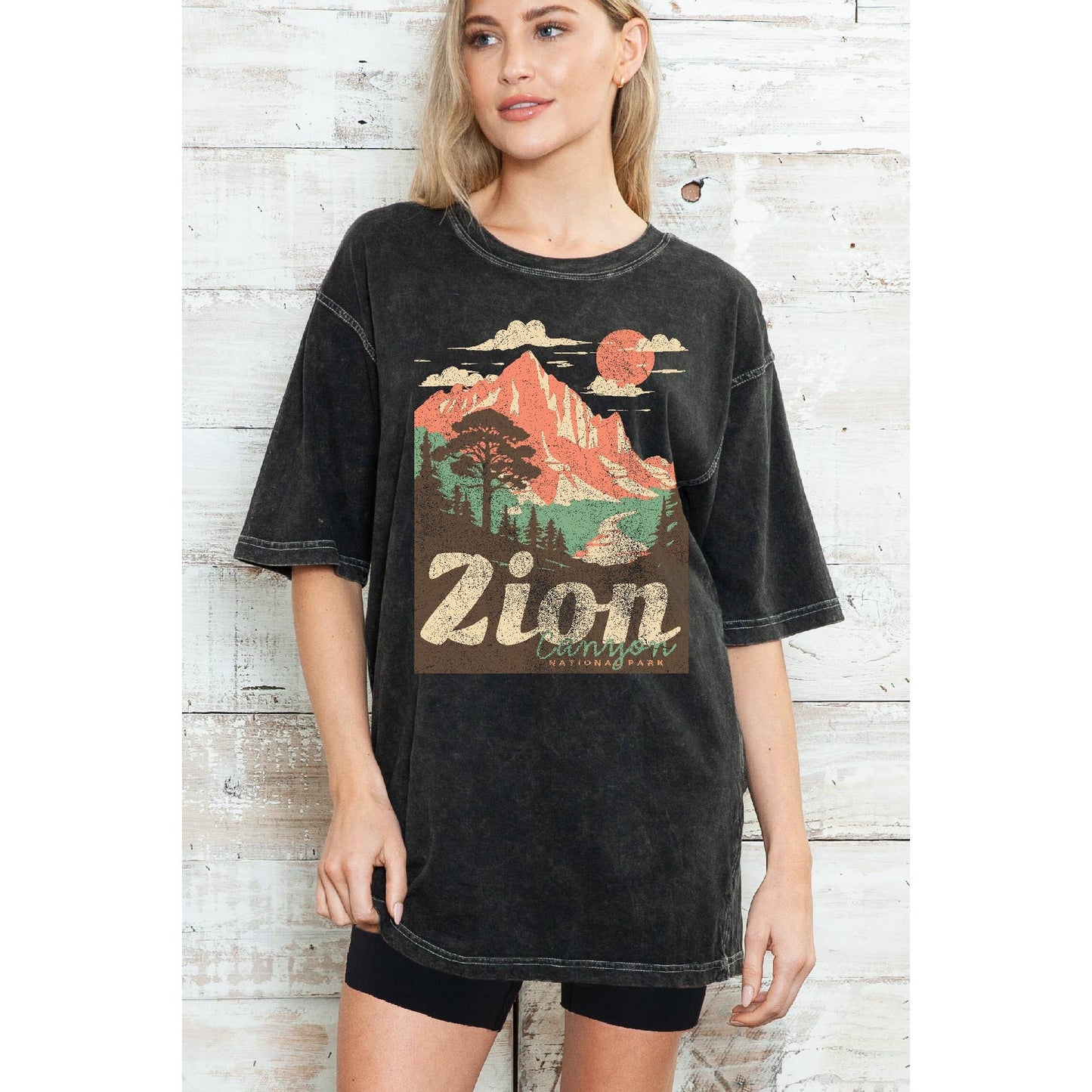 Zion Canyon National Park Oversize Mineral Wash T Shirt
