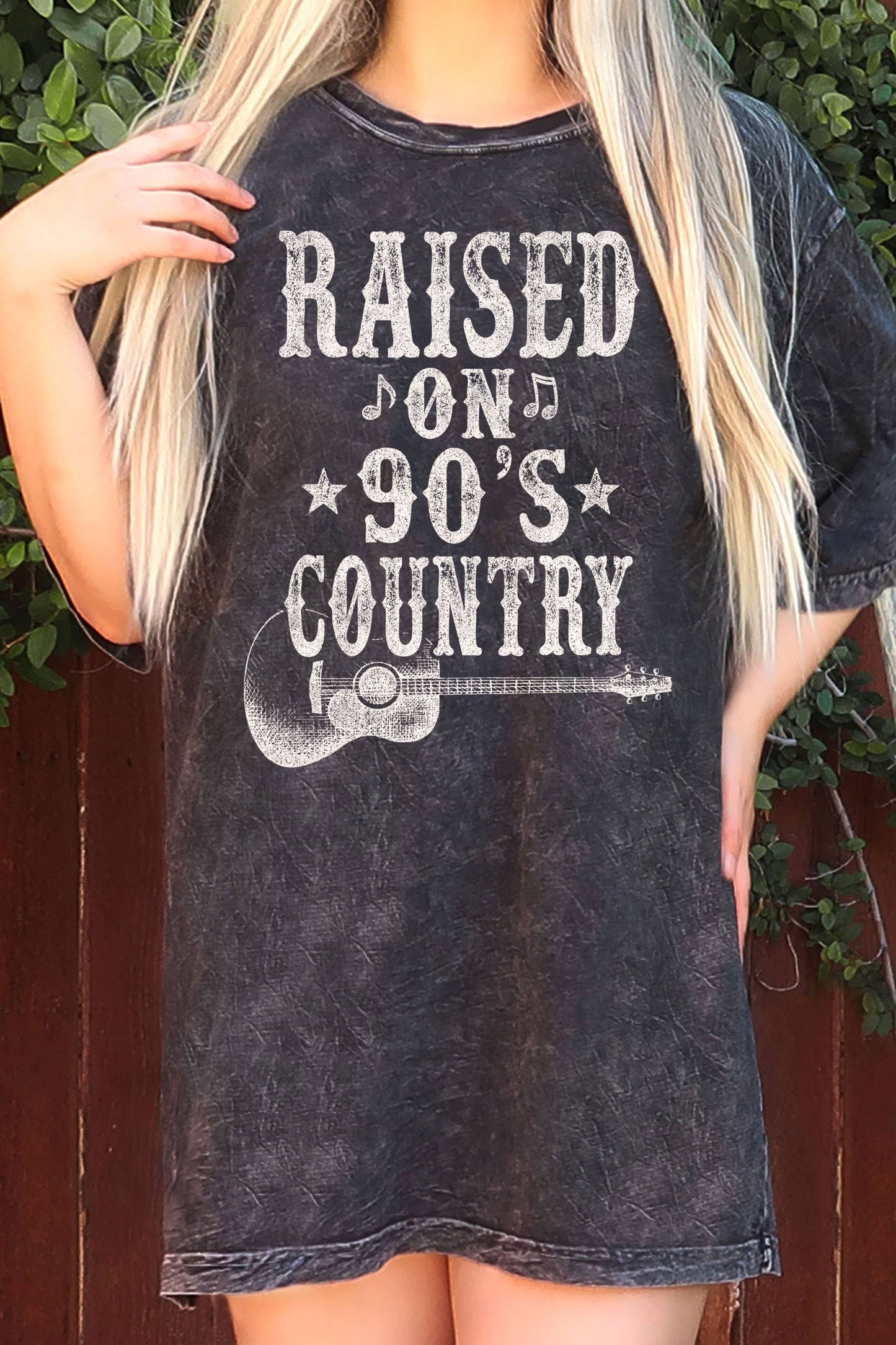 Raised On 90's Country Music Mineral Oversize Graphic Tshirt