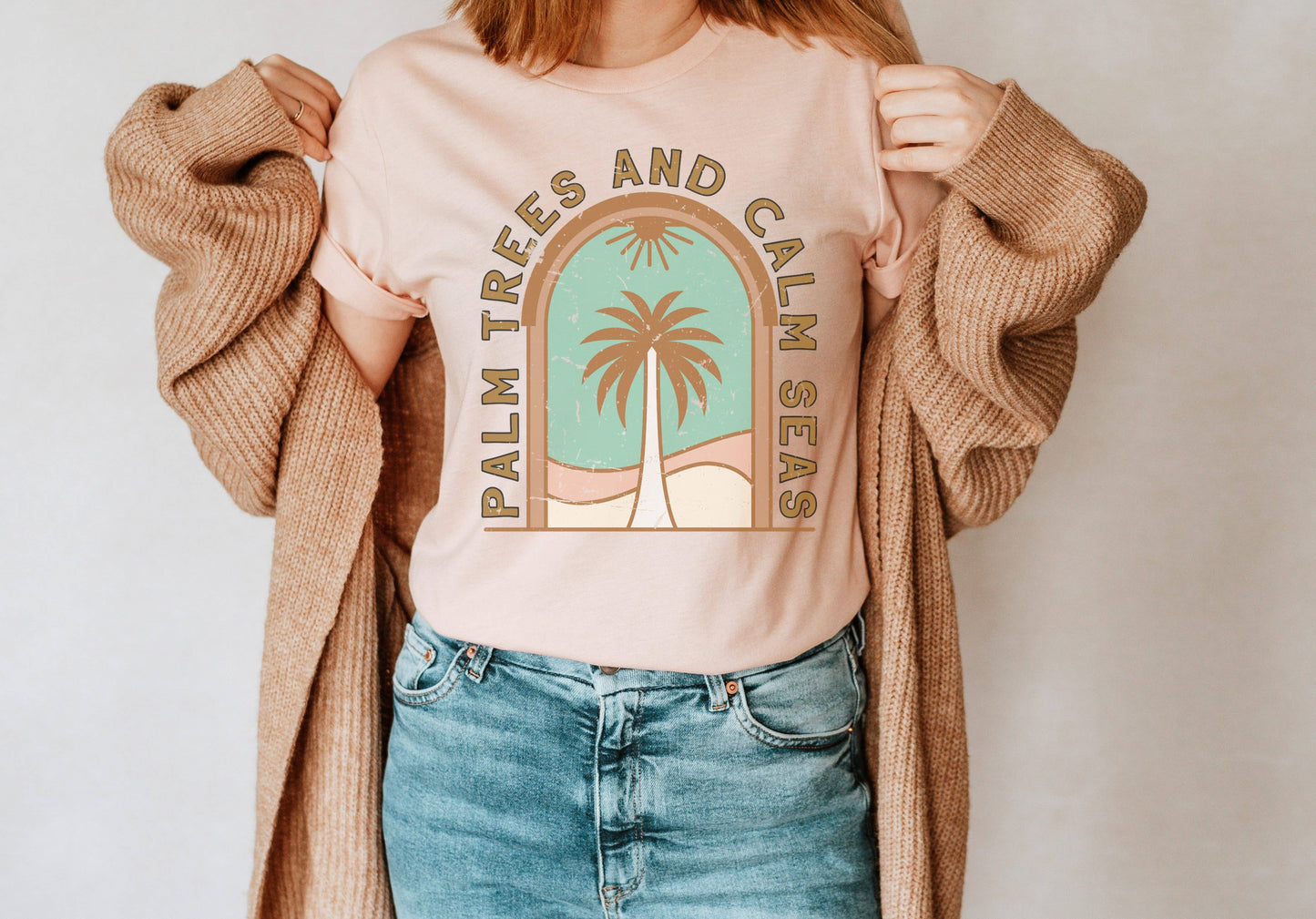 Palm Trees and Calm Seas Retro Tee | Beachy Vibes Tee