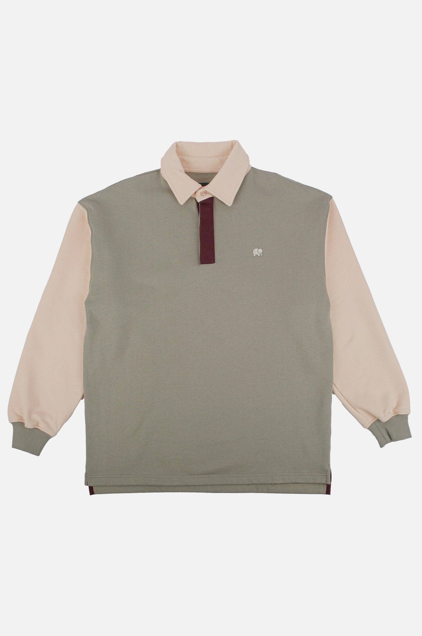 Color Block Oversized Polo Sweater Iron Veil