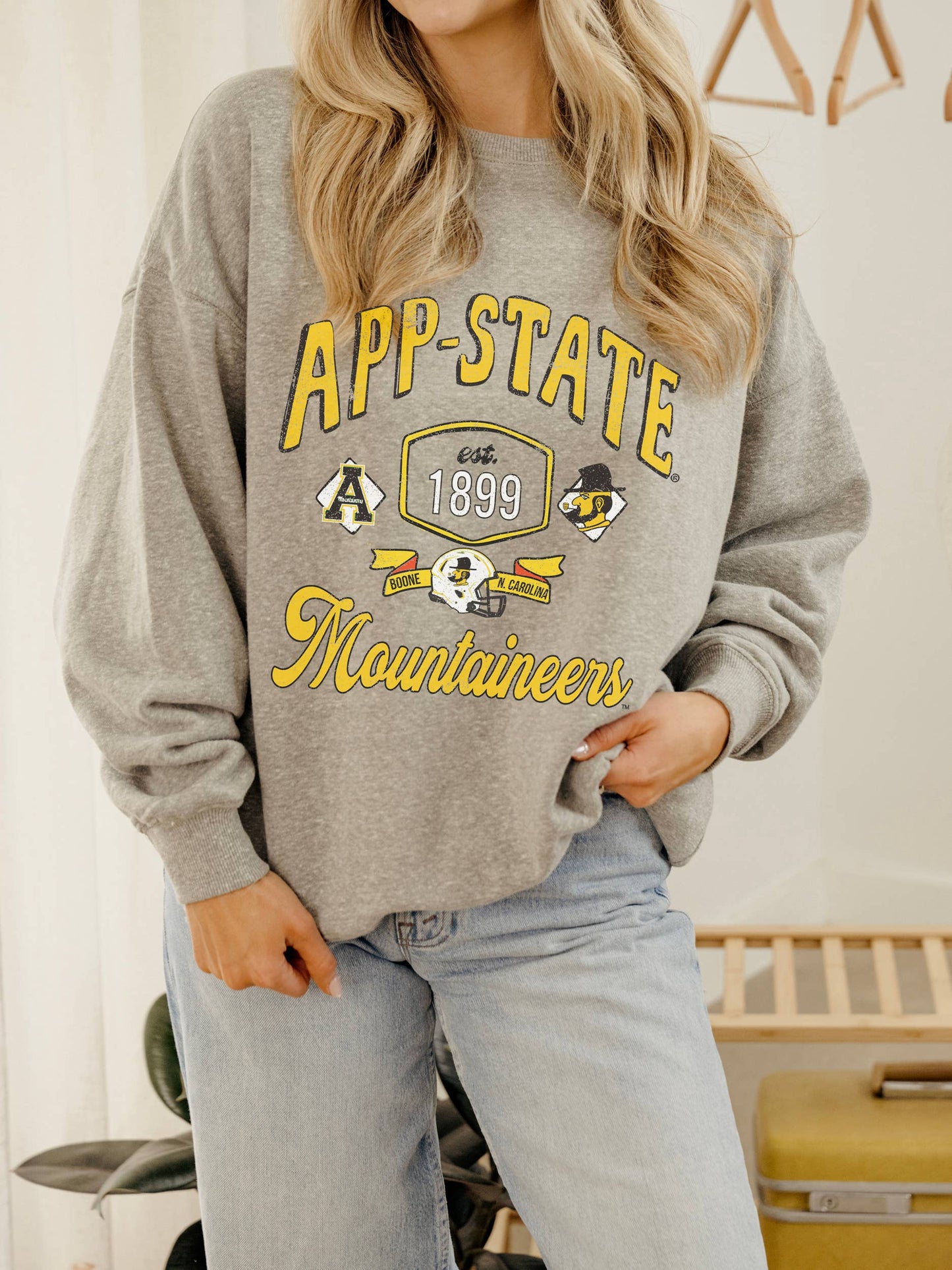 App State Patches 25 Ash Gray Thrifted Sweatshirt