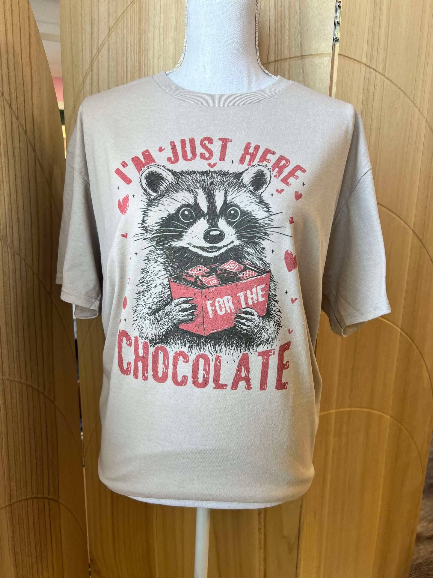 I'm Just Here For the Chocolate - Valentine Tee On Sand Tee