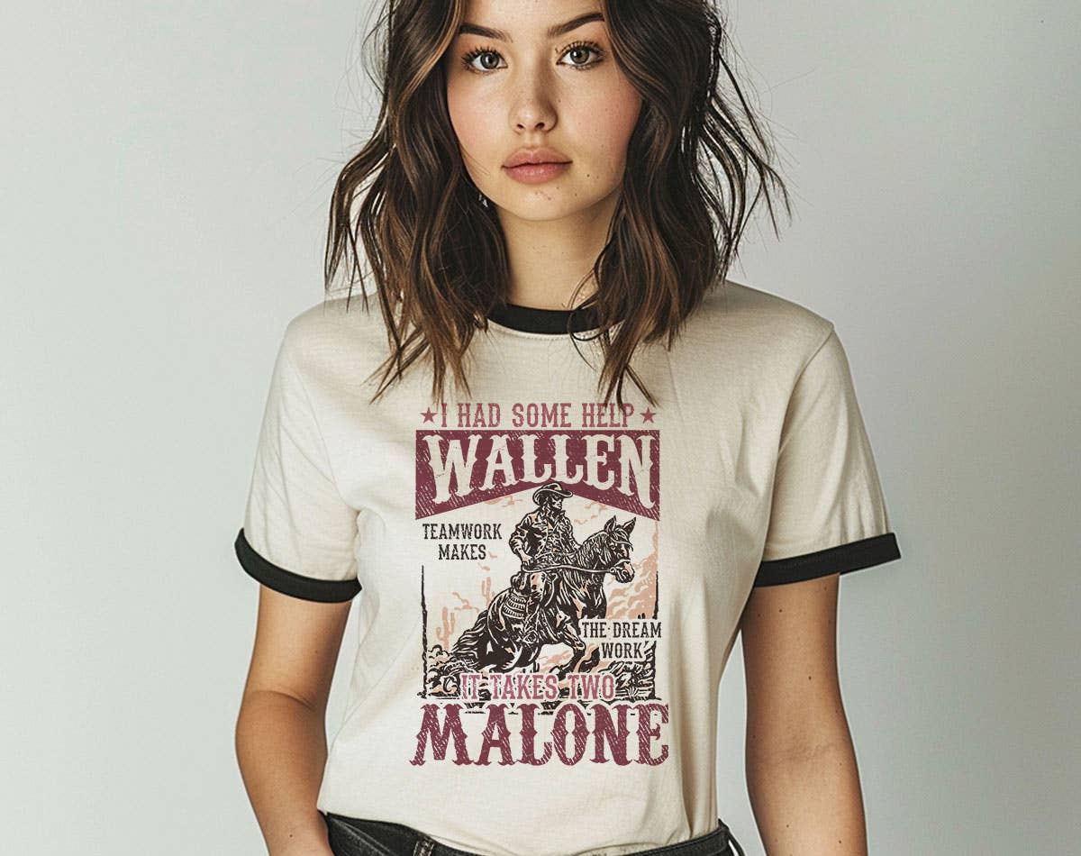 Wallen and Malone Teamwork - Western Graphic Tee Ringer
