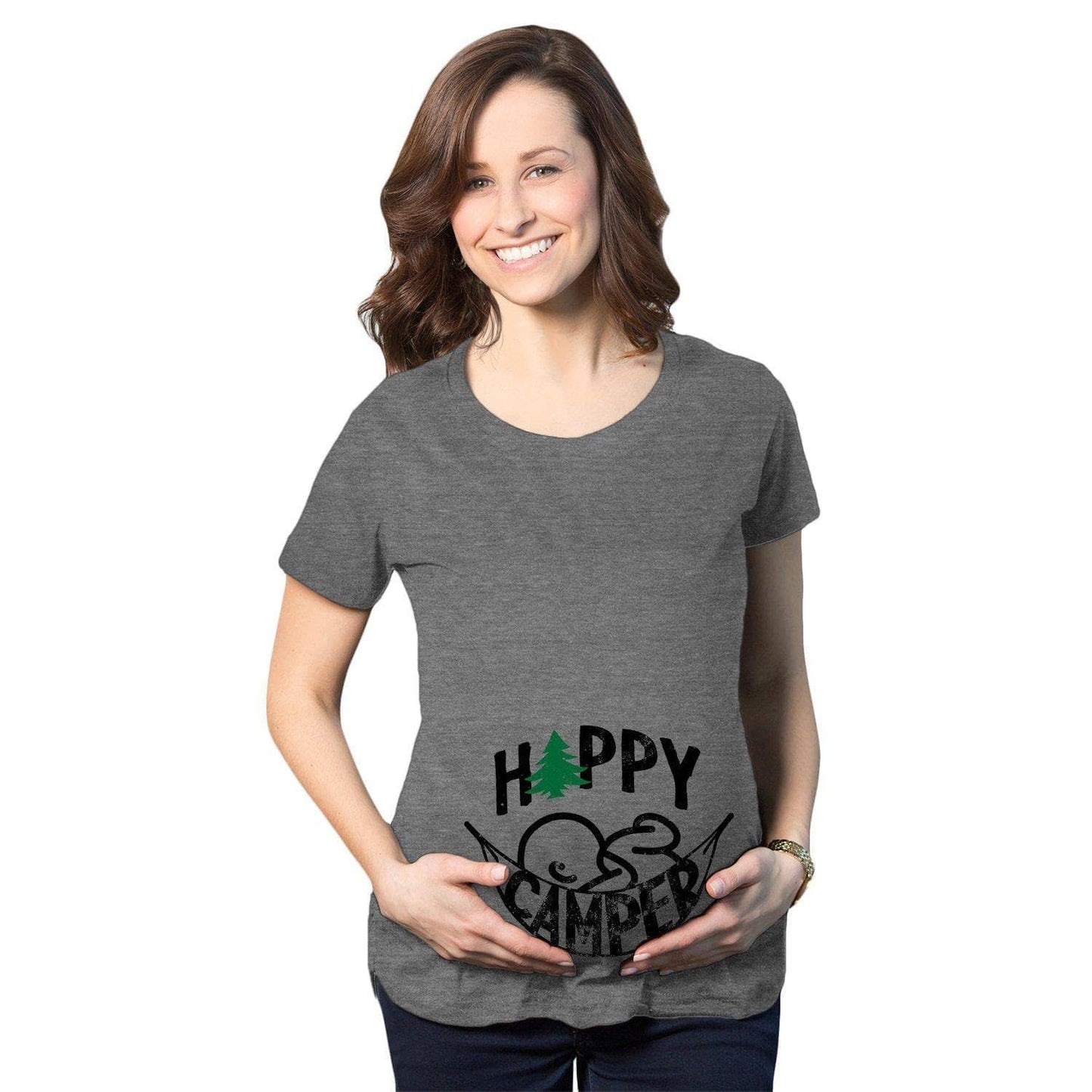 Happy Camper Baby Pregnancy Announcement Maternity T Shirt