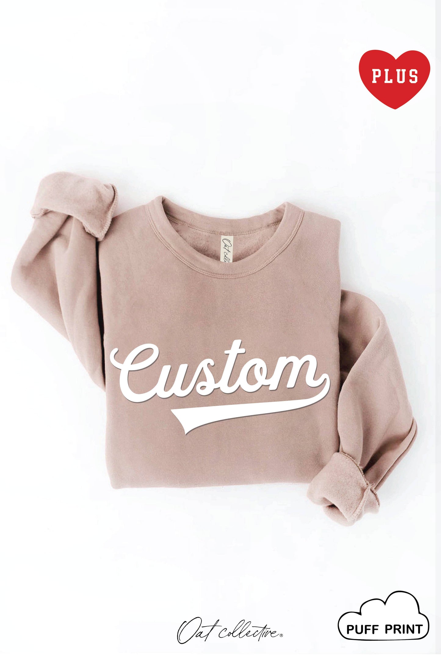 Custom Puff Varsity Print Plus Graphic Sweatshirt