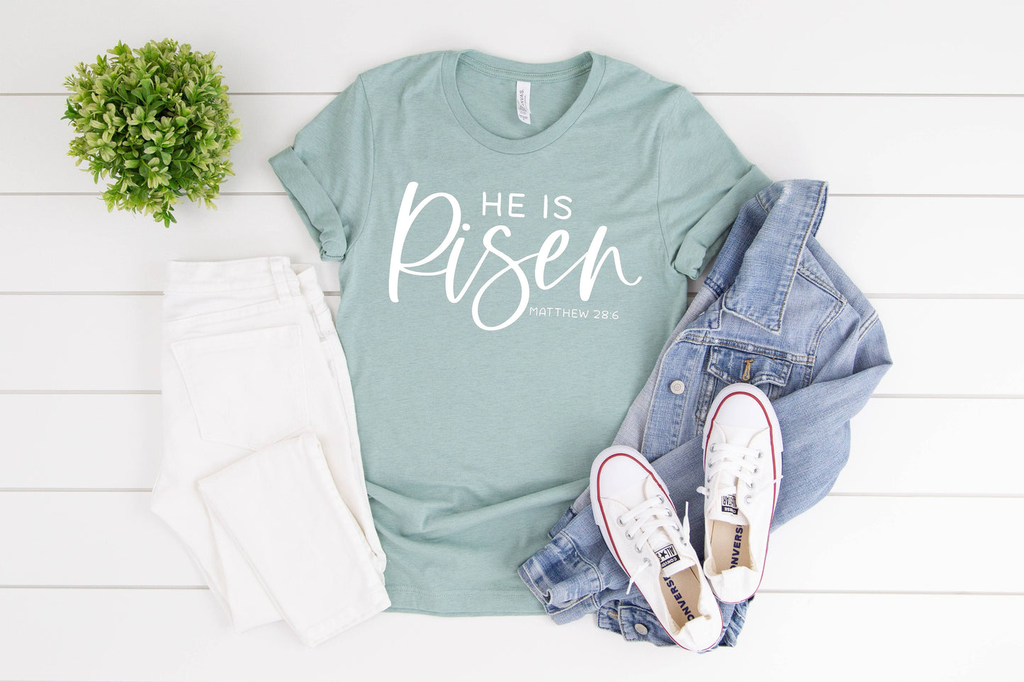 He Is Risen Verse Easter Graphic Tee Women's Tees Religous